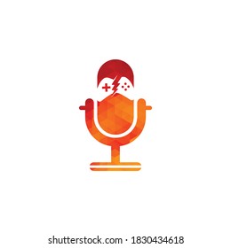 Gamepad and podcast logo design template . Game and podcast logo icon	