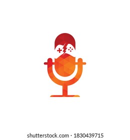 Gamepad and podcast logo design template . Game and podcast logo icon	