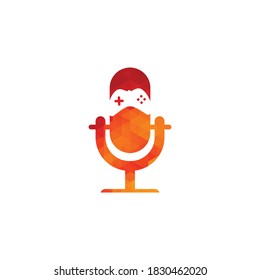 Gamepad and podcast logo design template . Game and podcast logo icon	