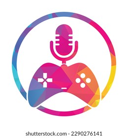 Gamepad and podcast logo design template.