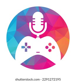 Gamepad and podcast logo design template.