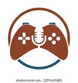 Gamepad and podcast logo design template.