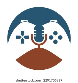 Gamepad and podcast logo design template.