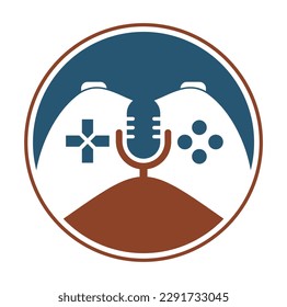 Gamepad and podcast logo design template.