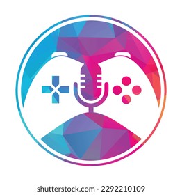 Gamepad and podcast logo design template.