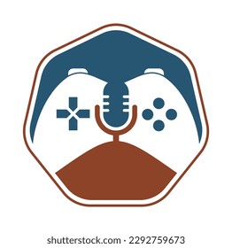 Gamepad and podcast logo design template.