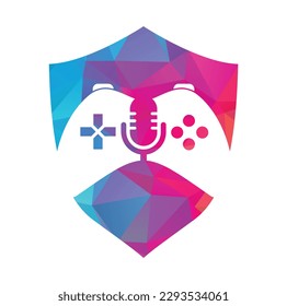 Gamepad and podcast logo design template.