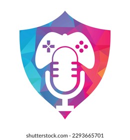 Gamepad and podcast logo design template.
