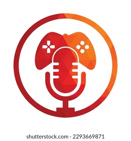 Plantilla de diseño del logotipo de Gamepad y podcast.