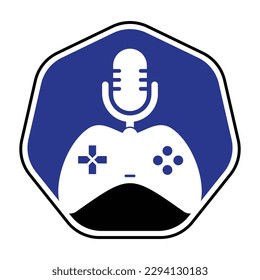 Gamepad and podcast logo design template.