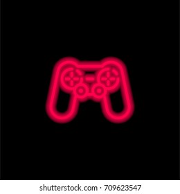 Gamepad red glowing neon ui ux icon. Glowing sign logo vector