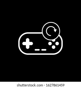 Gamepad and refresh sign on a black background