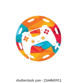 Gamepad repair vector logo design template. Gear with console icon vector logo design.	