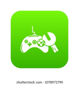 Gamepad repairicon green vector isolated on white background