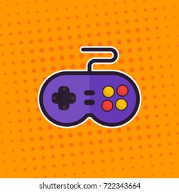 gamepad, retro game controller vector sticker