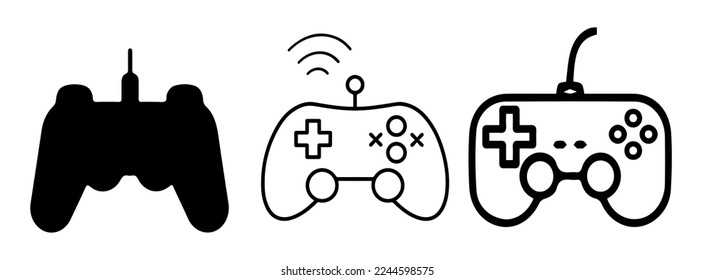 gamepad set line and silhouette favorite choice trendy vector gane console