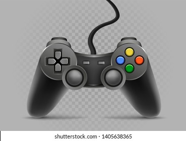 Gamepad with shadow on gray transparent background