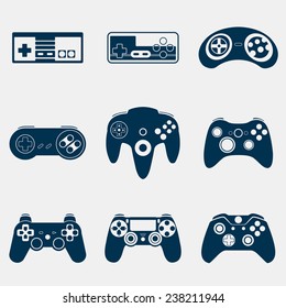 gamepad silhouette icon set