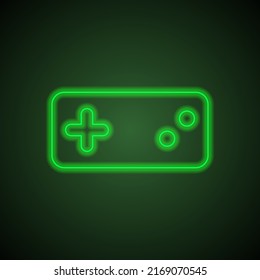 Vector de icono simple Gamepad. Diseño plano. Neón verde sobre fondo negro con luz verde.ai