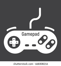 Gamepad solid icon, console and joystick, vector graphics, a glyph pattern on a black background, eps 10.