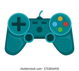 Gamepad stuff ,gear for playing online games flat vector illustration, isolated on white. Device for personal computer and gaming console.