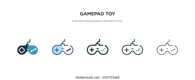 gamepad toy icon in different style vector illustration. two colored and black gamepad toy vector icons designed in filled, outline, line and stroke style can be used for web, mobile, ui