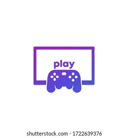 gamepad and tv, play game icon