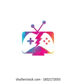 gamepad and tv, play game icon. Game and tv logo design