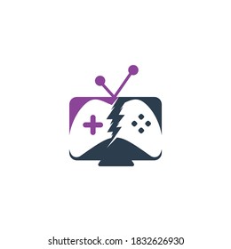 gamepad and tv, play game icon. Game and tv logo design