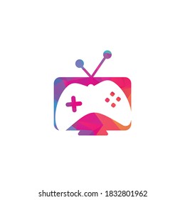 gamepad y tv, icono del juego. Diseño de logotipo de juegos y tv