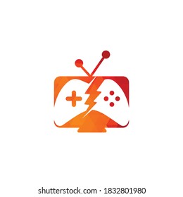 gamepad and tv, play game icon. Game and tv logo design