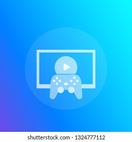gamepad and tv vector icon