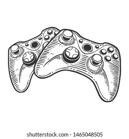 Gamepad. Vector concept in doodle and sketch style. Hand drawn illustration for printing on T-shirts, postcards. Icon and logo idea.