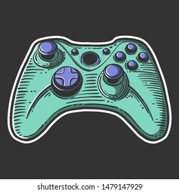 Gamepad. Vector concept in doodle and sketch style. Hand drawn illustration for printing on T-shirts, postcards. Icon and logo idea.