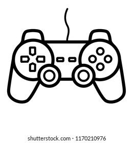 Gamepad. Vector flat outline icon illustration isolated on white background.