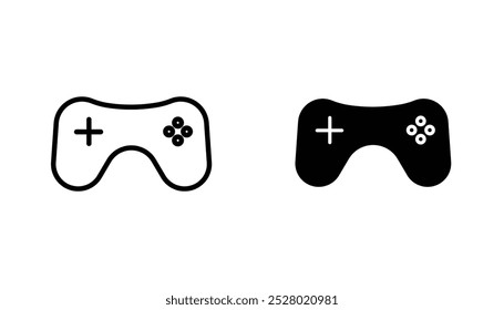 Gamepad vector icon set in black and white color.