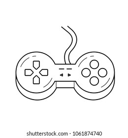 Icono de línea de vector Gamepad aislado en fondo blanco. Icono de línea de controlador Joystick para infografía, sitio web o aplicación.