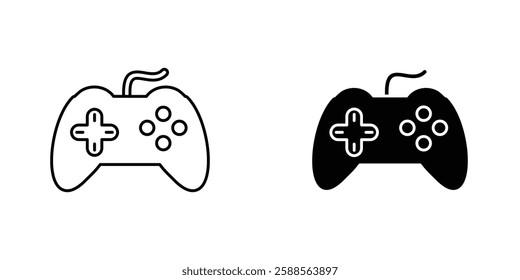 Gamepad vectors icons set in filled and strokes on white background