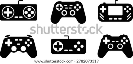 Gamepad and video game controller silhouette vector