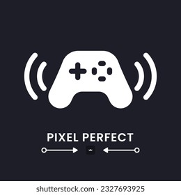 Gamepad weißes, solides Desktop-Symbol. Spielstreaming. Wireless-Controller. Online-Gamer. Pixel perfekt, Umriss 4px. Silhouette Symbol für den dunklen Modus. Piktogramm der Glyphe. isoliertes Vektorbild