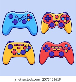 Gamepads cartoon set gamepad video game joystick Vector Image