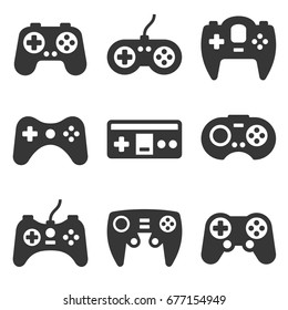 Gamepads Icon Set on White Background. Vector