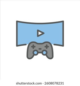 Gameplay filled outline icon. Gaming color line illustration.