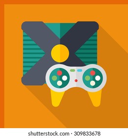 Gameplay icon, vector illustration. Flat design style with long shadow,eps10