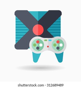 Gameplay icon, vector illustration. Flat design style with long shadow,eps10