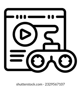 Gameplay joystick icon outline vector. Menu button. Diamond chest