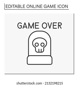  Gameplay line icon. Game over. Loser. Interesting gameplay process. Online game concept. Isolated vector illustration.Editable stroke