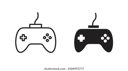 Gameplay vector icon collection. Solid and outlined style.