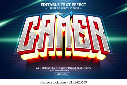 Gamer 3D editable text effect template