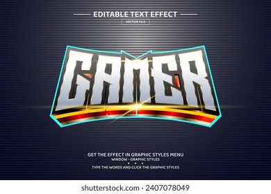 Gamer 3D editable text effect template svg